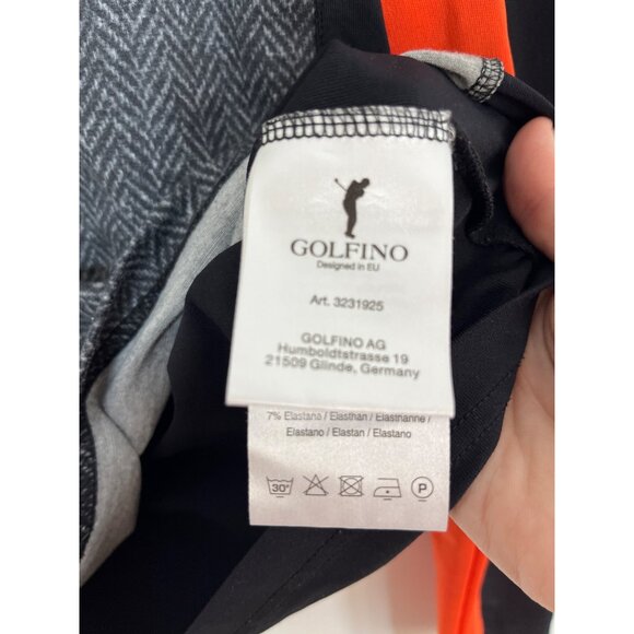 Golfino Herringbone Grey/Black Long‎ Sleeve 3/4-Zip Top With Orange Accents 10 - Picture 8 of 9